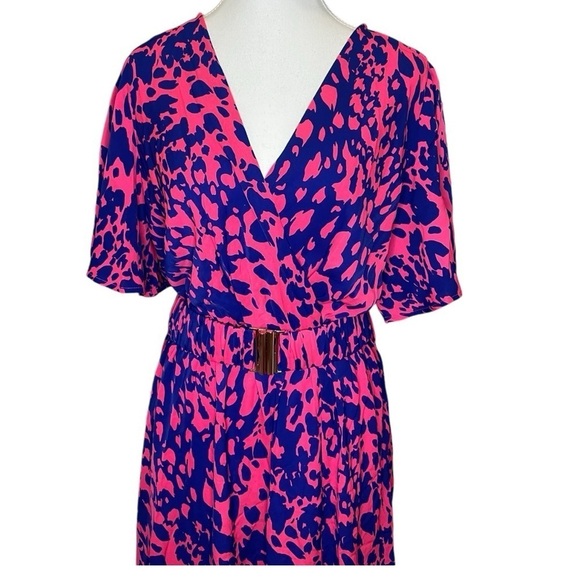 🌸 3/$15 NWOT - SHEIN LUNE Pink & Purple Printed Thigh-High Slit Dress Size XL/12 - Picture 5 of 8